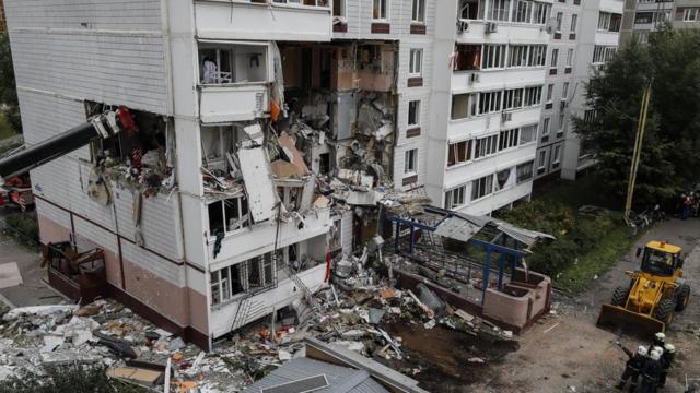 Ногинск. Вид на девятиэтажный жилой дом, в котором произошел взрыв газа