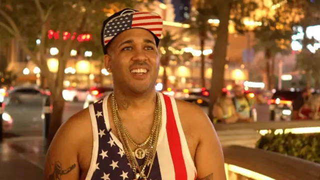 Nick Nittoli in patriotic clothing