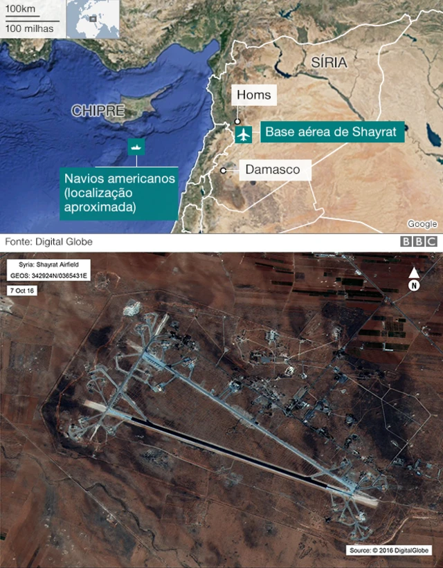 Mapa do local do ataque