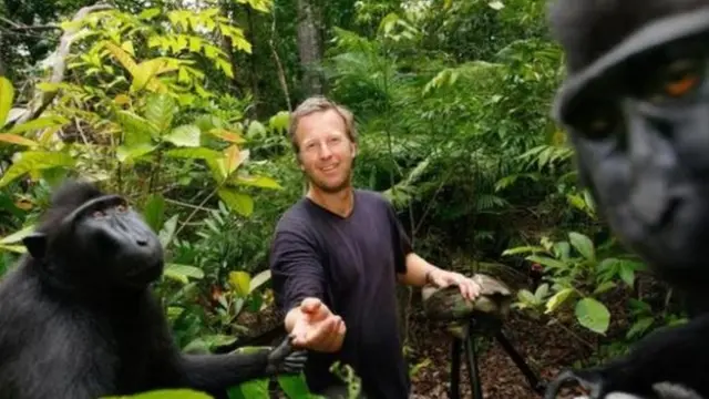 David J Slater dey smile with di monkeys.