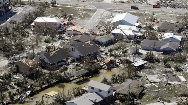 Imagen aérea de la devastación del huracán Michael en Mexico Beach.