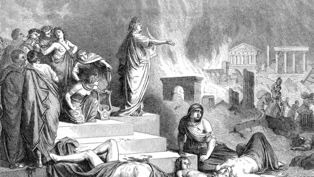 Ilustração de Roma pegando fogo