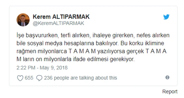 আইনজীবী কারিম আল্টিপারমাকের টুইট।