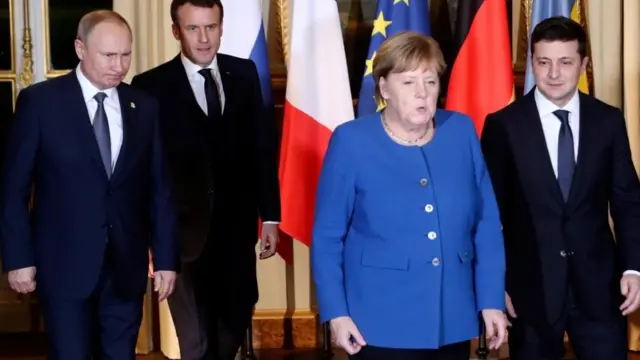 Путін, Макрон, Меркель, Зеленський