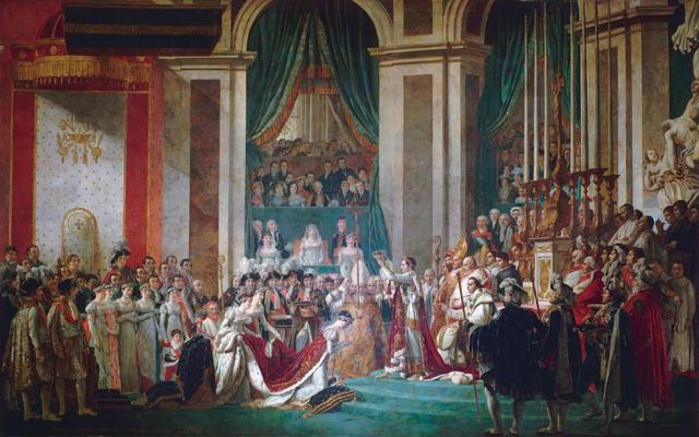 Coronación del emperador Napoleón y de la emperatriz Josephine en París, por Jacques-Louis David
