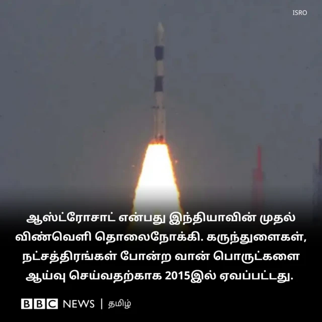 ஆஸ்ட்ரோசாட் என்பது இந்தியாவின் முதல் விண்வெளித் தொலைநோக்கி. இது, கருந்துளைகள், நட்சத்திரங்கள் போன்ற வான் பொருட்களை ஆய்வு செய்வதற்காக 2015ஆம் ஆண்டு இஸ்ரோ ஏவியது.