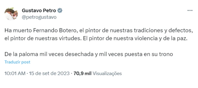 Capturaapostas virtuaistelaapostas virtuaismensagemapostas virtuaiscondolênciaapostas virtuaisGustavo Petro pela morteapostas virtuaisFernando Botero