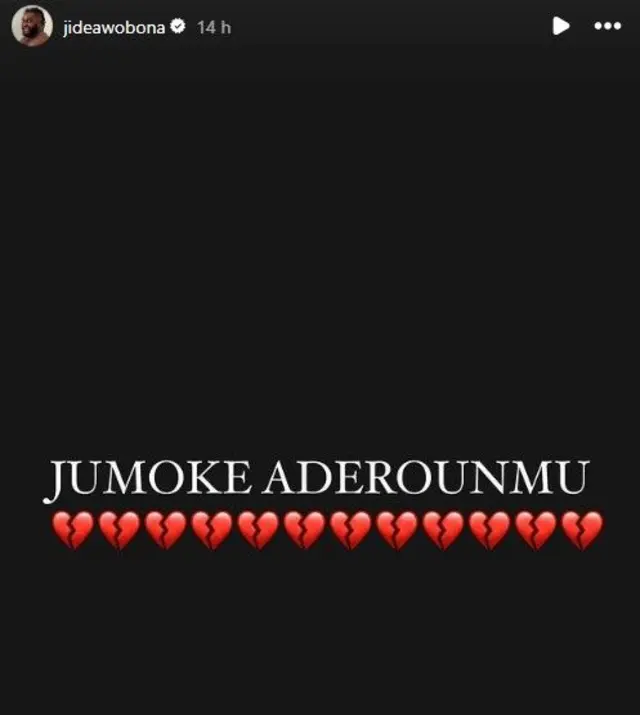 Acor Jide Awobona react to Jumoke Aderounmu death