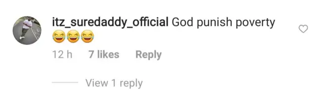 Reaction screenshot from Instagram