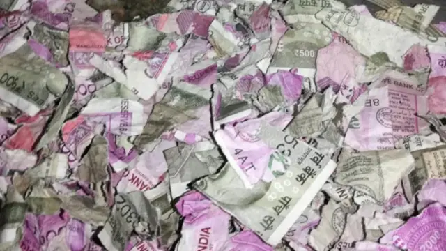 கிழிக்கப்பட்ட ரூபாய் நோட்டுகள்
