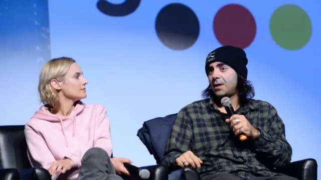 Актриса Диана Крюгер и режиссер Фатих Акин представляют фильм "На пределе" на фестивале в американском городе Палм-Спрингс 8 января 2018 г.