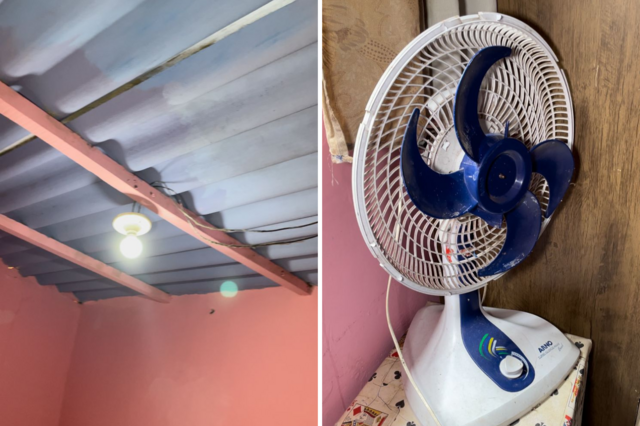 Telhado e ventilador sem tampa na casacasa de palpitesRosinha