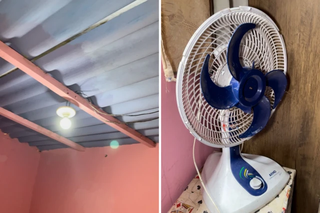 Telhado e ventilador sem tampa na casajogos casanikRosinha