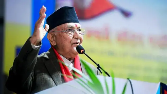 केपी शर्मा ओली भाषण गर्दै 