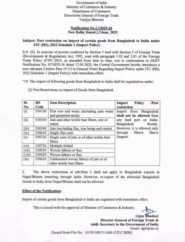 নতুন ভারতীয় বিধিনিষেধ