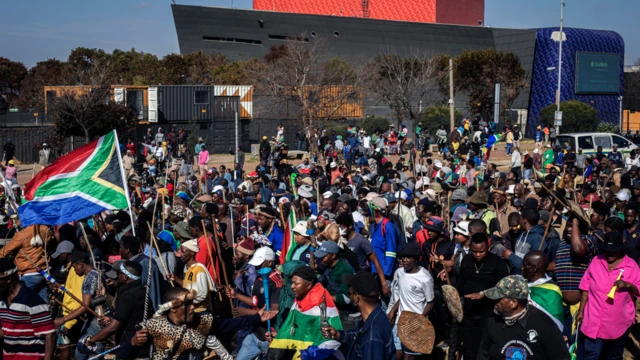 South africa president cyril Ramaphosa had said the 30 june protests were "quiet peaceful"