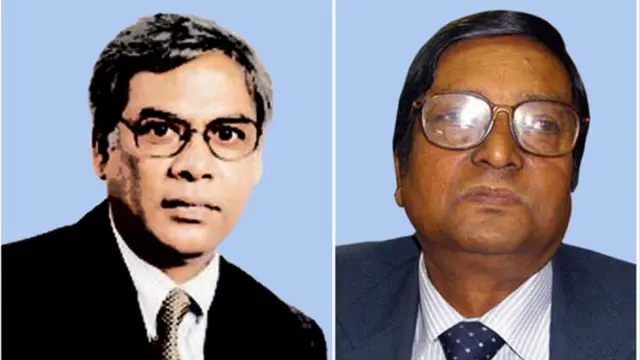 সাবেক সচিব রফিকুল ইসলাম (ছবির বাম দিকে) এবং সাবেক অতিরিক্ত সচিব মাহবুব তালুকদার