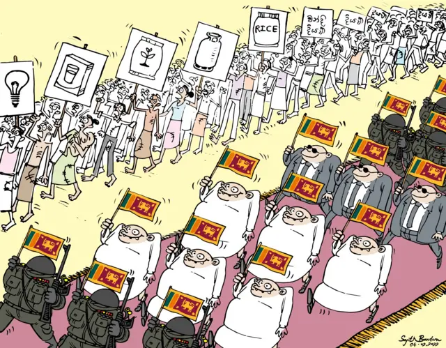 A cartoon by Sajith Bandara