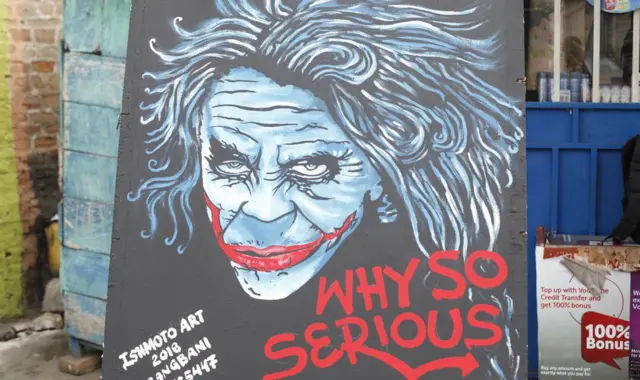 A caricature of a sad face