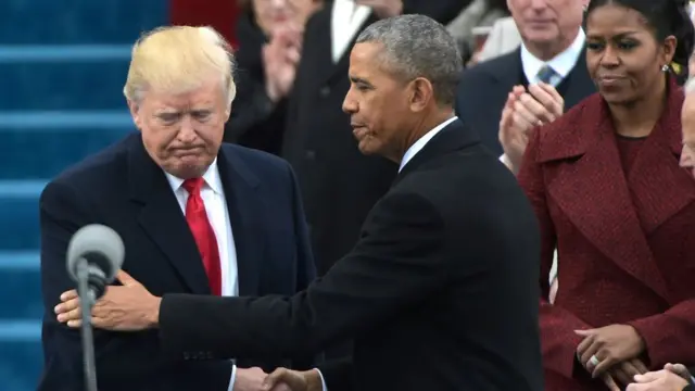 Donald Trump, Barack Obama y Michelle Obama.