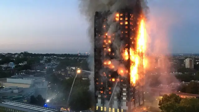 อาคารเกรนเฟลล์ ทาวเวอร์ ขณะเกิดเพลิงไหม้