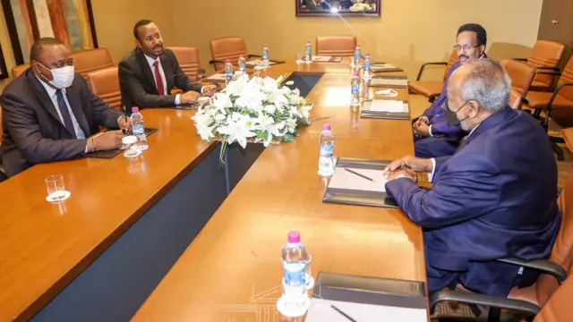 Marais Uhuru kenyatta wa kenya, waziri mkuu wa Ethiopia Ahmed Abiy na rais wa Somalia Farmajo.