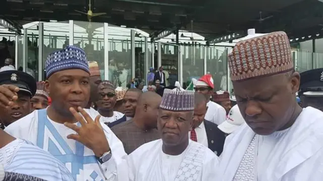 Abdulaziz Yari wit Senate President Bukola Saraki and Speaker House of Representatives Yakubu Dogara