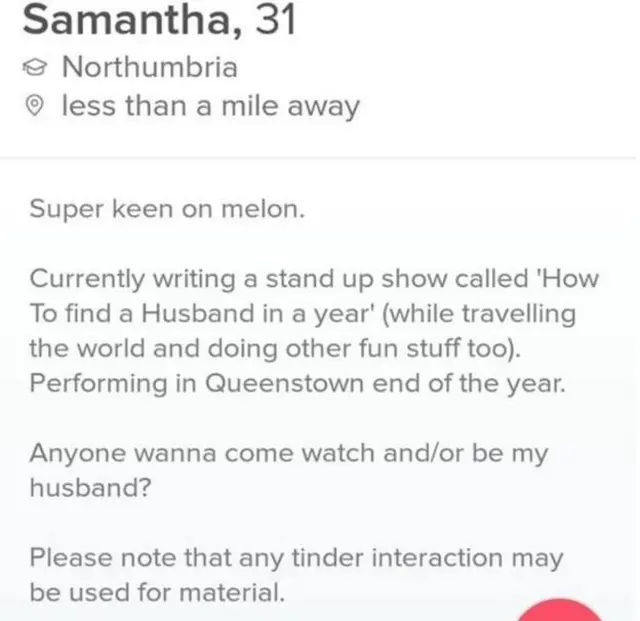 薩曼莎的Tinder廣告