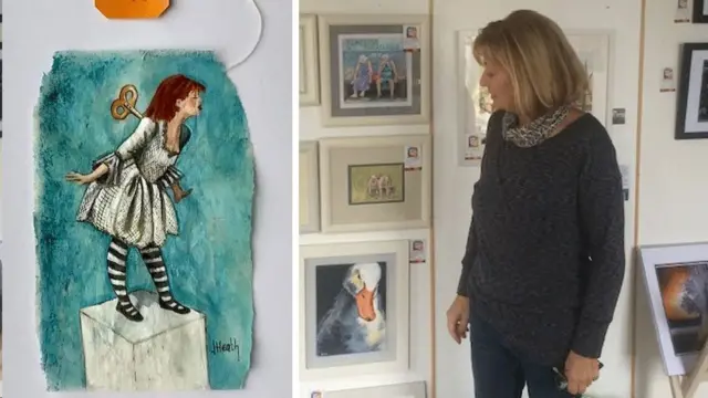 اغې هېت له خپلې یوې رسم کړې لوحې سره چې زنجبیل یې پرې کښلی