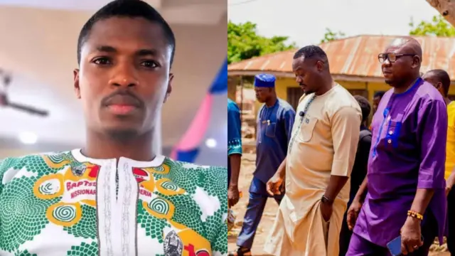 Oloogbe John Olaleye wọ aṣọ buba ankara, Dokita Kunle Adegbite n kọwọọ rin pẹlu ọkunrin ka