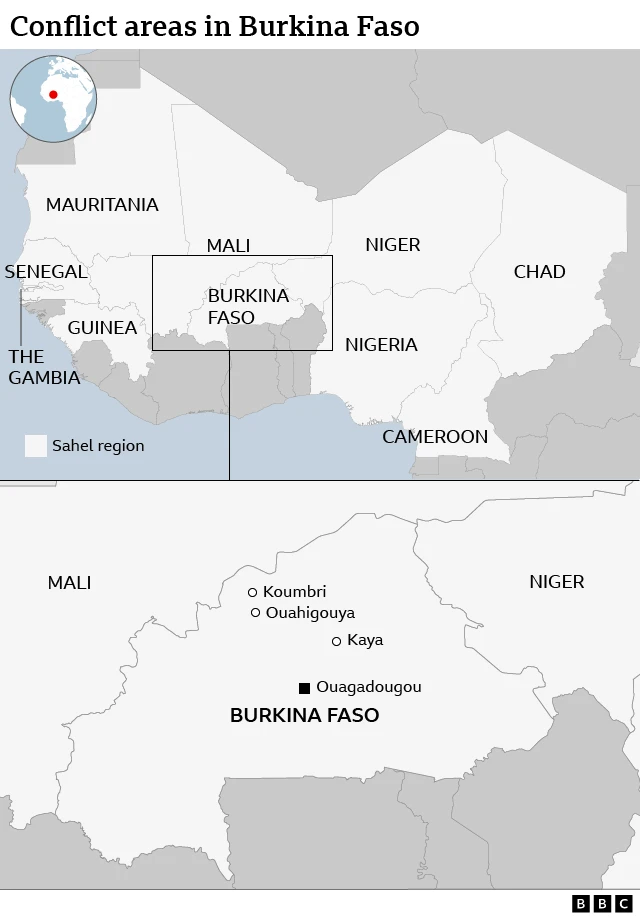 Map of conflict in Burkina Faso