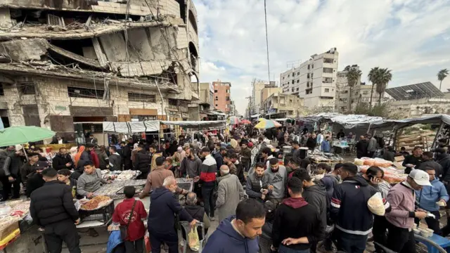 Pasar di Gaza pada 9 Maret 2025