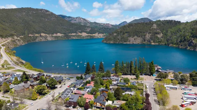 Vista aérea San Martin de los Andes, Neuquen, Argentina.