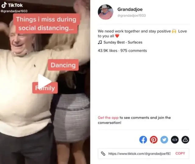 Скрін з ТікТока: "Ось чого мені не вистачає через соціальну дистанцію… Танців… ‎Родини…"