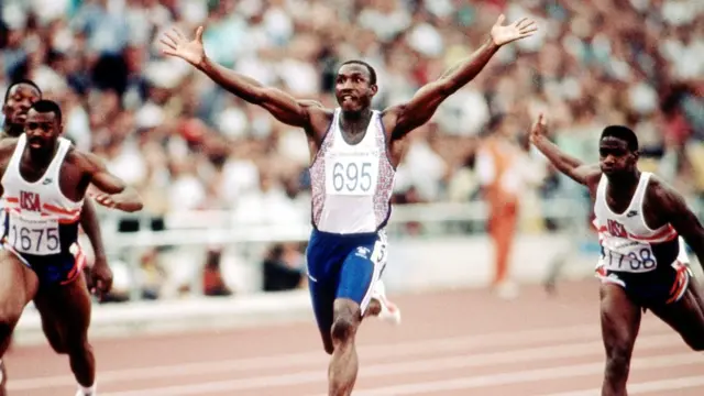 Линфорд Кристи побеждает в забеге на 100 метров