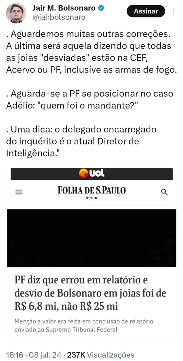 Capturaaposta eleições brasiltelaaposta eleições brasilpublicaçãoaposta eleições brasilJair Bolsonaro nas redes sociais ironizando erro da Polícia Federalaposta eleições brasilrelatório