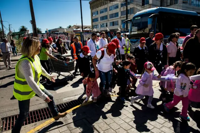 Şili'de gerçekleştirilen deprem tatbikatlarından biri 