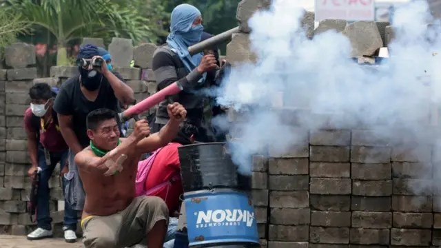 Manifestantes en Masaya.