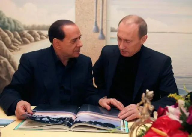 Russia president Putin and Berlusconi