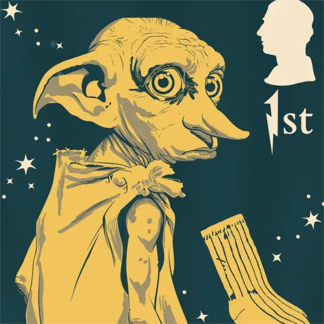 دابی در هری پاتر روی تمبر درجه یک بریتانیا