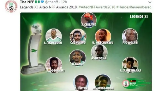 Aworan awọn agbabọọlu fẹyinti mọkanla to gba amiẹyẹ 'Legends XI'
