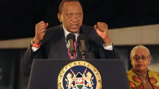 Rais Kenyatta akihutubu baada ya kutangazwa mshindi wa uchaguzi wa urais Ijumaa