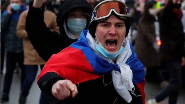 تجمع دهها هزار نفر در روسیه در حمایت از آلکسی ناوالنی