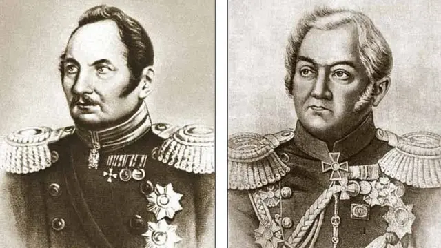 Фаддей Беллинсгаузен (слева) и Михаил Лазарев