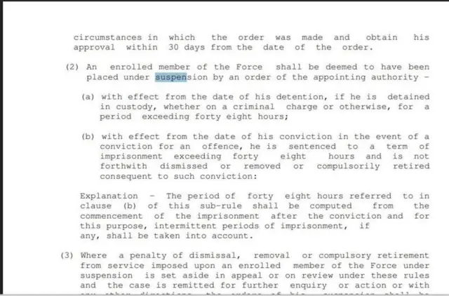 सीआयएसएफच्या नियमपुस्तकातील मजकुर