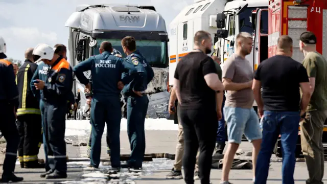 кадры с места обрушения моста