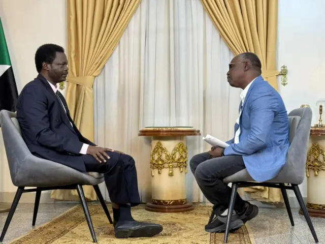 حاكم إقليم دارفور السوداني، مني أركو مناوي خلال لقاء مع بي بي سي عربي