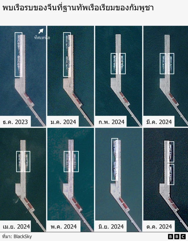ภาพถ่ายดาวเทียมแสดงให้เห็นการพัฒนาท่าเรือขนาดใหญ่ภายในฐานทัพเรือเรียม
