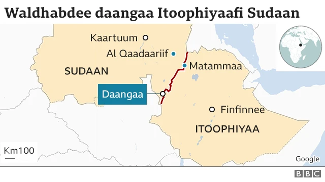 Daangaa biyyoota lamaan qoodatan