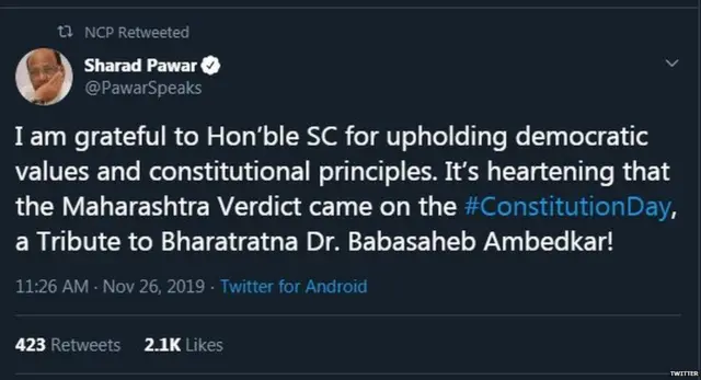 शरद पवारांचं ट्वीट